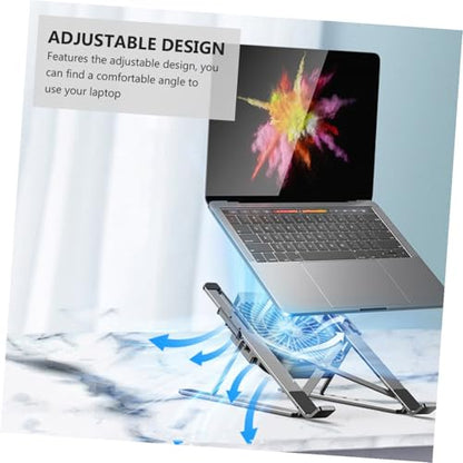 Adjustable Aluminum Alloy Laptop Cooling Stand with Built-in Fan Portable Notebook Holder for Desk Use Height-Riser Laptop Shelf Compatible with Pcs