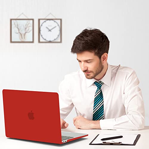 B BELK for MacBook Air 13 inch Case M1 2021 2020 2019 2018, Red | A2337 A2179 A1932, Matte Plastic Hard Shell for MacBook Air 13.3 inch Case Touch ID with Keyboard Cover & Screen Protector - color: Red