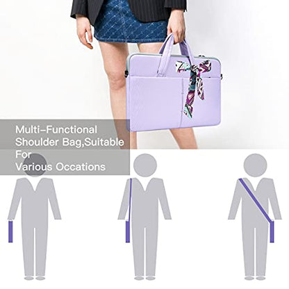 14-15 Inch Laptop Sleeve Shoulder Bag Ladies Women Briefcase for Macbook Pro 14" M5/M4/M3/M2/M1, Macbook Air 15 M5/M4, HP Pavilion x360 14, Dell Inspiron 13, Lenovo Acer ASUS Chromebook 14 Case,Purple - color: Purple, size: 13.5-15 Inch
