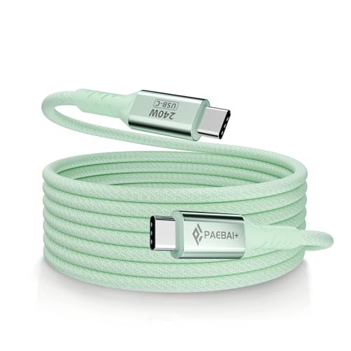 240W USB C to USB C Cable, 6.6FT Braided Type C Charger Cord Fast Charge for iPhone 16 15 Pro Max Samsung Galaxy S24 S23 MacBook Pro Laptops iPad Switch etc (Green) - color: Green