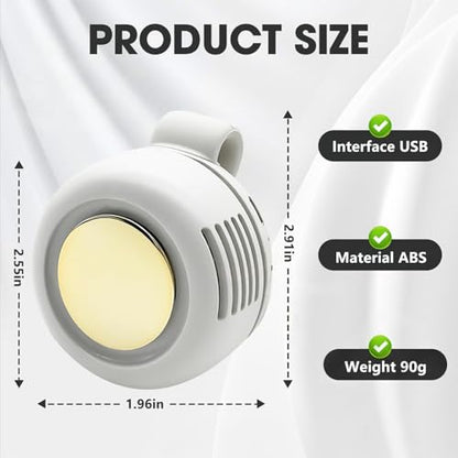 Personal Fan, Portable Clip On Fan for Shirt, USB Rechargeable, White | 360° rotatable air outlet,3-Speed silent Wind mini hands-free bladeless fan, wearable design for office, travel and outdoor
