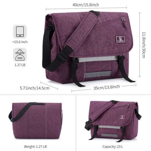OIWAS Messenger Bag for Women, 15.6 Inch Laptop Crossbody Bags Men Casual Satchel Shoulder Bag College Travel Office Briefcase - color: Purple, size: 15.6 Inch