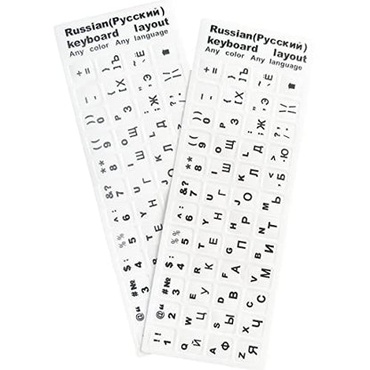 2 Pack Universal Russian Keyboard Stickers White Background with, Black Lettering for Computer Laptop Notebook Desktop, Replacement Computer Keyboard Stickers (Russian) - color: Russian-white/Black Letters