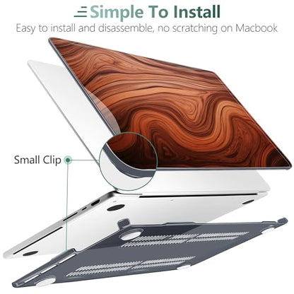 TWOLSKOO Compatible with MacBook Pro 14 inch Case M5 2026 2025-2021 Release M4 M3 M2 M1 Pro/Max Chip, Plastic Hard Shell & Keyboard Cover & USB C to USB Adapter & Screen Film, Wood Grain - color: Wood Grain