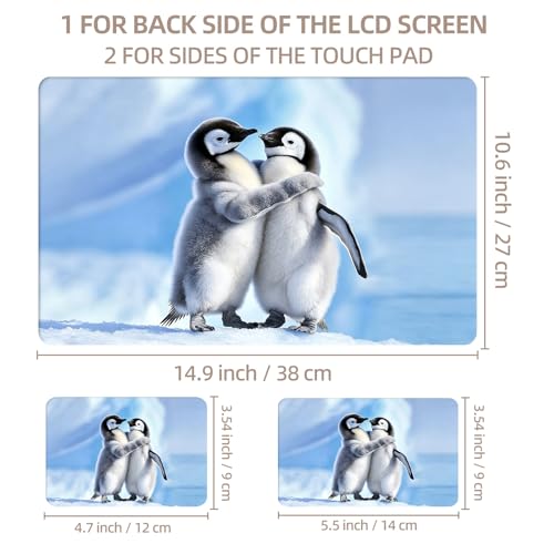 Universal Laptop Skin Sticker for 12/13/14/15.6 Inch Laptops, Reusable Vinyl Laptop Decal Cover, Waterproof Scratch Resistant Notebook Skin with 2 Wrist Pads,Two Penguin Chicks - color: Two penguin chicks