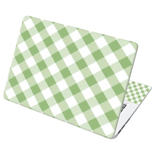 Universal Laptop Skin Sticker with 2 Wrist Pad Decals, 3-Piece Removable Vinyl Laptop Cover, Green Checkered Waterproof Anti-Scratch, Easy-Trim Fit for 13.3" 14" 15.6" Laptops - color: Green checkered