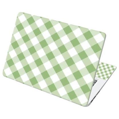 Universal Laptop Skin Sticker with 2 Wrist Pad Decals, 3-Piece Removable Vinyl Laptop Cover, Green Checkered Waterproof Anti-Scratch, Easy-Trim Fit for 13.3" 14" 15.6" Laptops - color: Green checkered