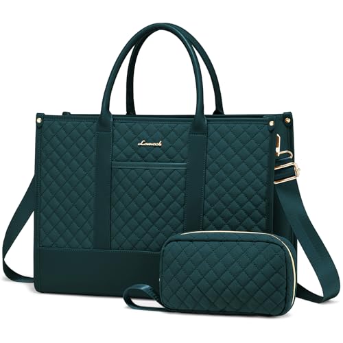 LOVEVOOK Laptop Bags for Women, 15.6 inch Waterproof Work Tote Bag with Clutch, Professional Teacher Computer Purse Lightweight Shoulder Bag Travel, green - color: Green, size: 15.6 inch