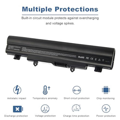 TREE.NB Laptop Battery AL14A32 for Aspire E1-571 E5-571 E5-411 E5-421 E5-511 E5-521 V3-472 V3-572 E14 E15 Touch Extensa 2509 2510 Travelmate P246 TMP246 Series, 4400mAh/11.1V/6-Cells - size: 8.05x2.03x0.78inch E5-571