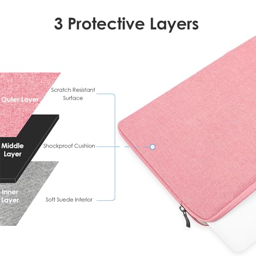 ProElife 13 Inch Laptop Sleeve for MacBook Air 13.6, Water-Resistant, Pink | Snug Fit, Protective Laptop Case, Anti-Scratch, Soft Inner Lining, Extra Storage, Travel Carry Case for Home, Office - color: Pink