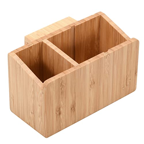 MobileVision Bamboo Caddy Add-On for Bamboo Charging Station Organizers; Compartment and cubby space fits pens, keys, and other small stationary items - color: Caddy Add-On Only