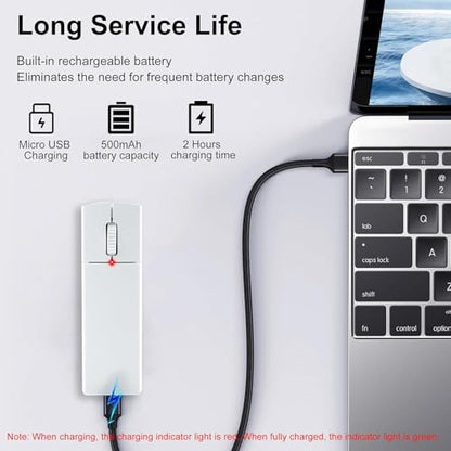 Wireless Mouse Mini Bluetooth 5.1/5.0 & 2.4Ghz Tri Mode Mice,Small Silent Portable Compact Finger Mice, Cute Tiny Travel White Mouse for MacBook Chromebook PC Laptop Computer Tablet Office School Gift - color: White