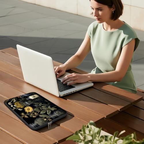 Laptop 13 inch Sleeve Case for MacBook Air 13-13.6 inch, Laptop Bag Cover for MacBook Pro 13" 14 inch, Travel Carrying Sleeve for 14" Chromebook, HP, Dell I Black Academia Mystical Green Plant - color: Black Academia Mystical Green Plant