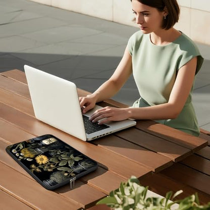 Laptop 13 inch Sleeve Case for MacBook Air 13-13.6 inch, Laptop Bag Cover for MacBook Pro 13" 14 inch, Travel Carrying Sleeve for 14" Chromebook, HP, Dell I Black Academia Mystical Green Plant - color: Black Academia Mystical Green Plant