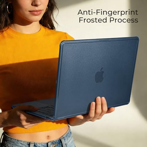 EooCoo Reinforced Anti-Crack Case for MacBook Air 13 inch,M5-M2 2026-2022 | True-to-Device Matte Texture, Anti-Fingerprint, Perfect Fit, Hard Shell Laptop Cover for MacBook Air 13.6 inch - color: Midnight