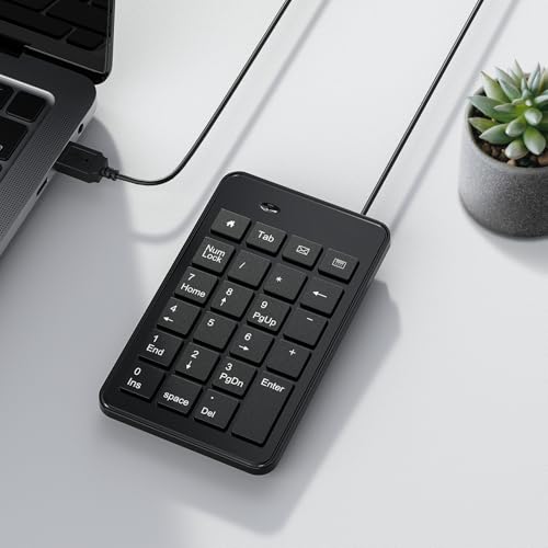CBUS Wired USB-A Numeric Keypad for Laptop, 23 Keys Numpad Keyboard with Tab, Home, Email & Calculator Keys, 5ft Cable, Small and Lightweight Design - size: USB-A