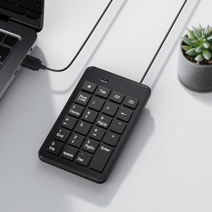 CBUS Wired USB-A Numeric Keypad for Laptop, 23 Keys Numpad Keyboard with Tab, Home, Email & Calculator Keys, 5ft Cable, Small and Lightweight Design - size: USB-A