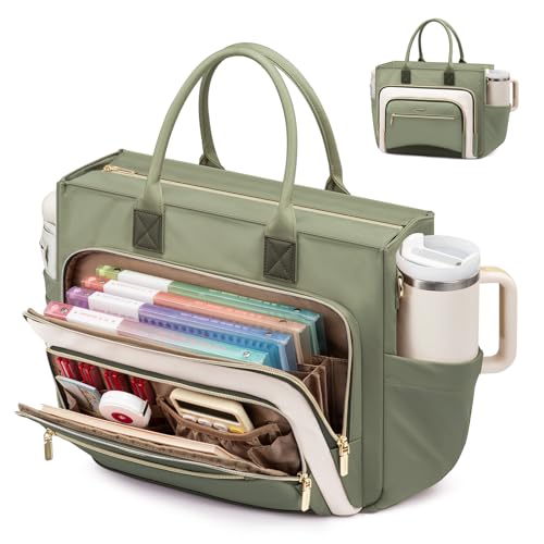LOVEVOOK Work Tote Bags for Women,Laptop Teacher Bag With File Organizer | Large Cup Holder,Teacher Tote Bag,Nurse Bags,Multi-Pockets Professional Briefcase Business Purses Handbag - color: Green-white, size: 15.6 inch