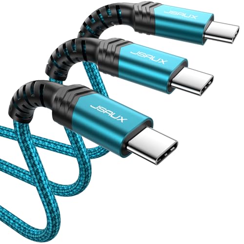 JSAUX 3-Pack USB C to USB C Cable 100W [10ft/6.6ft/3.3ft] Compatible with iPhone 17 Air 16 15 Pro Max Samsung Galaxy S25 S24 CarPlay iPad Pro, Type C to C Charger Cable Fast Charging - Green - color: Green, size: 10FT+6.6FT+3.3FT
