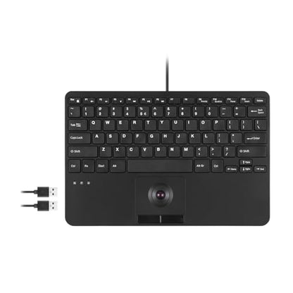 Perixx PERIBOARD-526 US, Wired Mini USB Keyboard with Trackball - X Type Scissor Keys - 11.18x7.17x1.1 Inches - Build-in 2 USB Hubs - US English - style: Trackball Keyboard