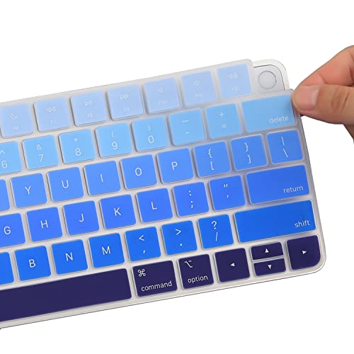 MUBUY Design for Apple iMac 24 Inch Magic Keyboard Cover, Silicone Keyboard Skin for 2021 iMac 24 Touch ID Model A2449 A2450, iMac Magic M1 Chip Keyboard Accessories-Strip Blue - color: Strip blue