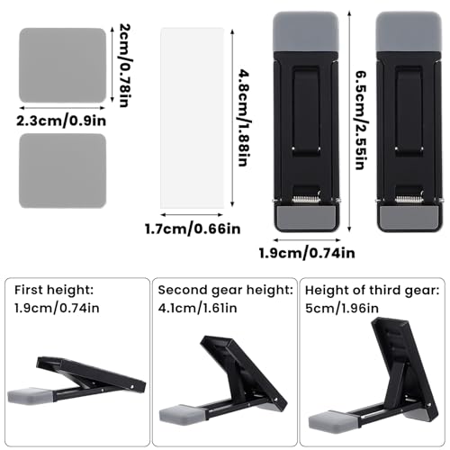 Mini Portable Laptop Stand for Desk, Portable Keyboard Riser Three Tilt Angle Adjustable Foldable Invisible Laptop Riser Self-Adhesive Computer Stand Feet for Most Keyboards (Black, 2) - style: Black