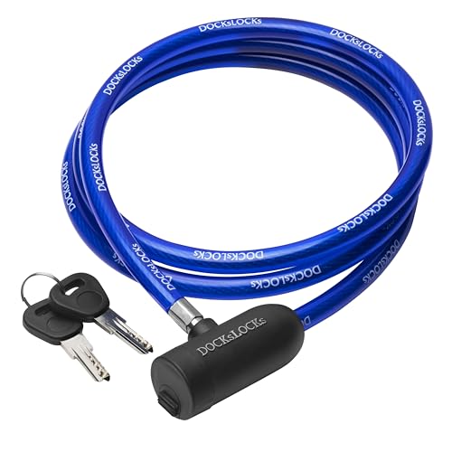 DocksLocks Weatherproof Security Cable Lock with Keys (5ft to 25ft Lengths) Anti-Theft for Kayak, Bike, Paddleboard, Scooter, Equipment, Bicycle - size: 10ft