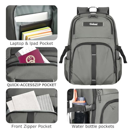 Goloni Airline Approved Travel Backpack 35L - Under Seat Carry On, Water Resistant 15.6 Inch Laptop Compartment for Men Women Work Travel,Gery - color: Gery