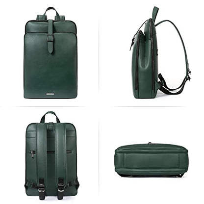 CLUCI Leather Backpack for Women, 15.6 inch Laptop Bag, Large Genuine Work Backpack Travel Back - color: 0-0-c Green
