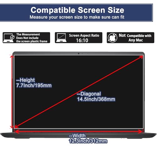 14.5 inch Laptop Tempered Glass Screen Protector for 14.5 Inch HP/Dell/Lenovo/Acer/Samsung 14.5" 16:10 Laptop 9H Hardness, Ultra Clear Scratch Resistant Anti-Fingerprint (W 312 x H 195 mm) - size: 14.5"(16:10)
