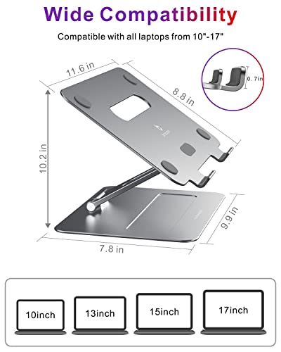 Adjustable MacBook Laptop Stand for Desk | Ergonomic Aluminum Laptop Riser with Heat-Vent, Compatible for 10-17" Laptops, Space Grey - color: BLSG-100