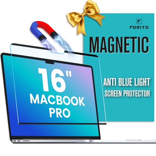 F FORITO Magnetic Anti Blue Light Screen Protector Compatible with MacBook Pro 16 inch(2021-2024, M4, M3, M2, M1), Bubble-Free Install, Removable & Reusable Anti Glare Matte Laptop Screen Shield - size: for MacBook Pro 16"(2021-2024, M1 M2 M3 M4)