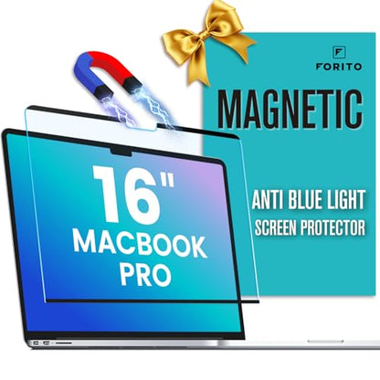F FORITO Magnetic Anti Blue Light Screen Protector Compatible with MacBook Pro 16 inch(2021-2024, M4, M3, M2, M1), Bubble-Free Install, Removable & Reusable Anti Glare Matte Laptop Screen Shield - size: for MacBook Pro 16"(2021-2024, M1 M2 M3 M4)