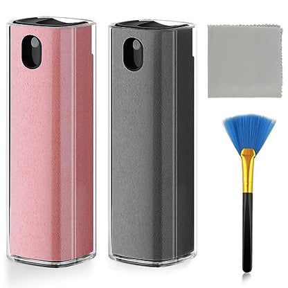 Fingerprint Proof Screen Cleaner,3 in 1Touchscreen Mist Cleaner Spray Wipe Cleaner,Safe for All Phones, Computer, Laptop, Tablet and Car Screen(Grey Pink)
