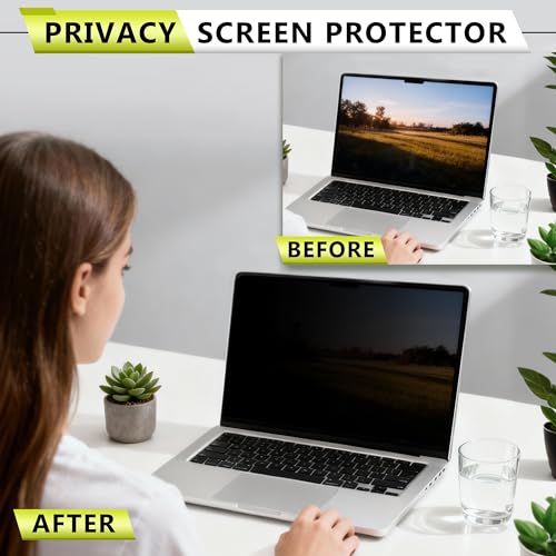 14 Inch Laptop Privacy Screen Filter Compatible with HP/Dell/Acer/Samsung/Lenovo/Toshiba for 16:9 Widescreen Display Laptop Privacy Screen Anti-Blue and Anti-Glare Protector with Webcam Cover | Anti-glare protective film, blue light filtering safety shiel
