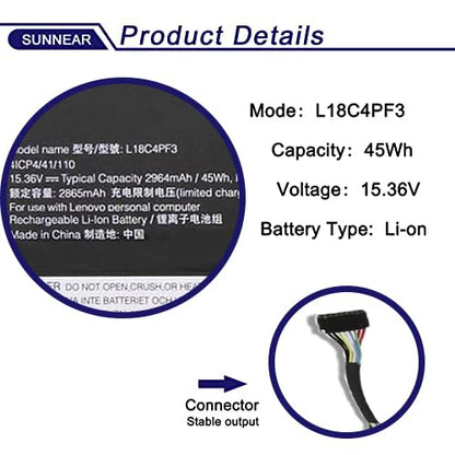 L18C4PF3 Laptop Battery Replacement for Lenovo IdeaPad Flex-14API Flex-14IML Flex-14IWL C340-14API C340-14IWL C340-14IML S540-14API S540-14IML S540 14IWL L18M4PF4 L18M4PF3 L18C4PF4 5B10T09081 - size: 10.51*4.88*0.94 inches L18C4PF3