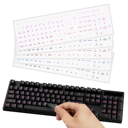 ProElife Gradient Keyboard Letter Stickers with Tweezer,Full-Key, Pink | English Transfer Printing Peel-Off Film, Leave English Letters on Keys, Keyboard Letters Replacement Stickers for Desktop - color: Pink