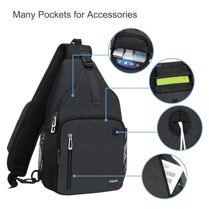 MOSISO Sling Backpack Bag, Crossbody Shoulder Bag Travel Hiking Daypack Chest Bag with Front Square Pocket&USB Charging Port - color: Slate Gray