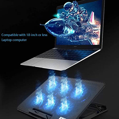Notebook Cooler Laptop Cooling Pad 12-17.2 Inch Gaming Laptop Cooler Cooling Pad 6 Fans and 2 USB, 2400 RPM Strong Wind Designed for Gamers and Office Gaming Cooling Pad (Color : Black)