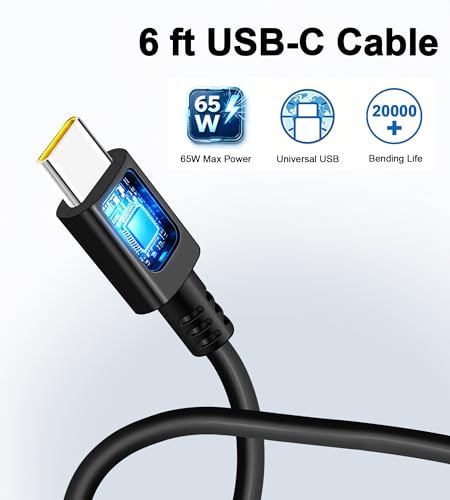 65W USB C Charger Compatible with Lenovo ASUS Laptop Computer Charger | Compatible with Asus ZenBook/Chromebook, HP Spectre, Lenovo Thinkpad/Yoga, Acer Chromebook, Huawei Matebook Universal Charger