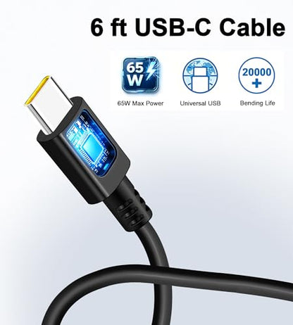 65W USB C Charger Compatible with Lenovo ASUS Laptop Computer Charger | Compatible with Asus ZenBook/Chromebook, HP Spectre, Lenovo Thinkpad/Yoga, Acer Chromebook, Huawei Matebook Universal Charger
