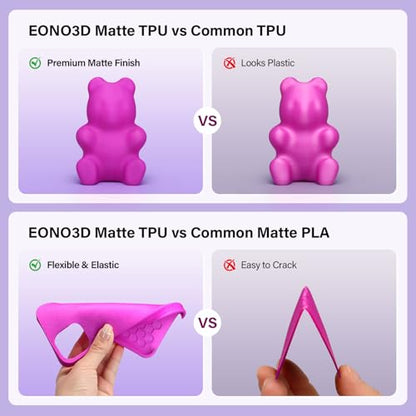 Matte TPU Filament 1.75mm, 1kg - Shore 95A Flexible & Durable TPU, Matte Purple, Low-Gloss Matte Finish, Minimal Layer Lines, for Phone Cases, Wearables & Functional Parts - color: Matte Purple Tpu