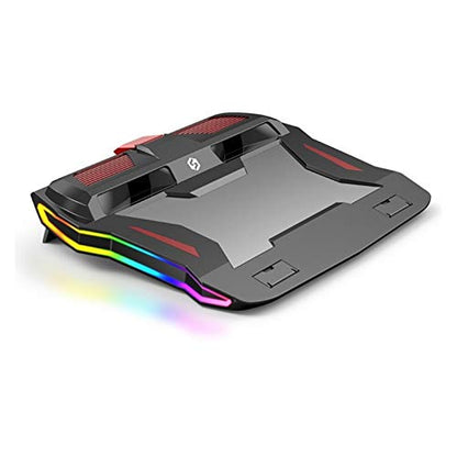 RGB Game Laptop Cooler Adjustable Notebook Bracket 3000 RPM Powerful Air Flow Cool Pad 12-17 Inch Laptop(Red) - color: Red
