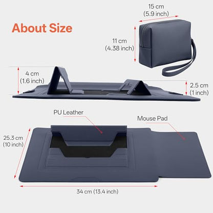 13-14 Inch Protective Laptop Sleeve Case with Stand, for MacBook Pro 14'' M5~M1, Pro/Max(2026-2021), MacBook Air 13.6'' M5-M2, (2026-2022), iPad Air/Pro Surface, PU Leather Laptop Case (13"-14" Blue) - color: Blue, size: 13-14 Inch