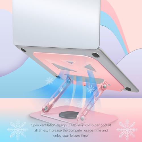 3-Year Swivel Laptop Stand -360°Rotating,Ergonomic Adjustable Metal Design,Fits10-16 Laptops,Ideal for Office&Travel,Foldable&Portable,Mechanical Style,Perfect for Women (Pink) - color: Pink