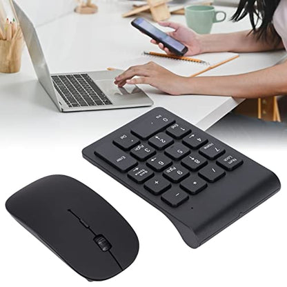 Cordless Numeric Keypad, 2.4Ghz 1200 DPI Responsive Portable 18 Keys Number Pad 4 Keys Mouse Combo with Receiver for Home Office Travel, Plug and Play