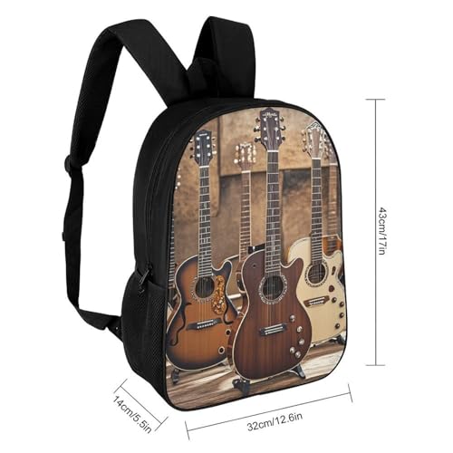 17-Inch Laptop Backpack Water-Resistant Collection Guitar Daypack with Shoulder Strap Lightweight Casual Rucksack for Travel Commuter Hiking Outdoor Activities 20l Black
