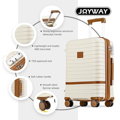 Joyway Expandable Carry on Luggage Sets Airline Approved Luggage Sets 3 Piece,Suitcases with Wheels, Lightweight ABS Hard Shell 20 Inch Suitcase with TSA Lock Spinner Wheels (Carry on luggage，White) - color: White, size: Carry on luggage