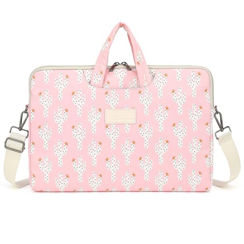 DACHEE Laptop Shoulder Bag for 15 Inch/15.6 Inch Macbook Pro - color: Pink Cactus(07)