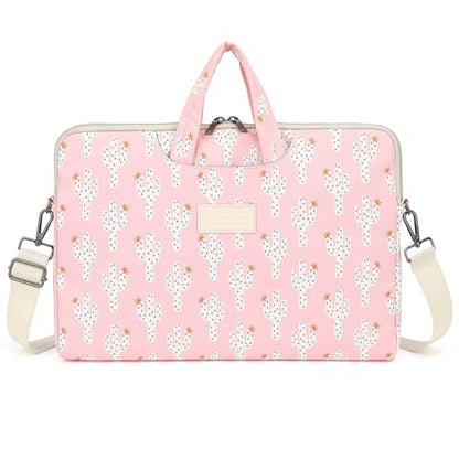 DACHEE Laptop Shoulder Bag for 15 Inch/15.6 Inch Macbook Pro - color: Pink Cactus(07)